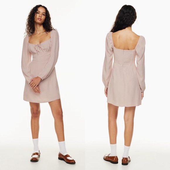 Aritzia sunday best delilah longsleeve dress pink - Picture 2 of 11